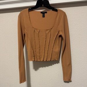 Forever 21 Tan Ribbed Crop Top